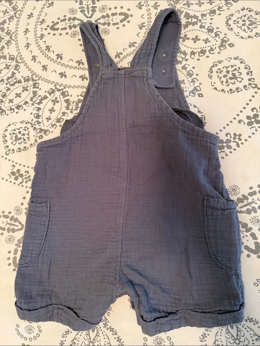 Toddler Navy Blue Cotton Overalls (Linen Inspired) - Size 18 Months